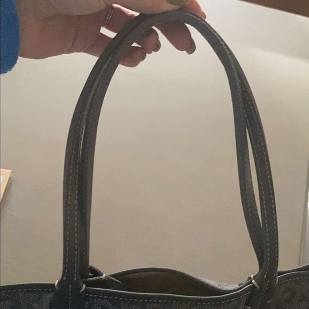 Goyard Gray Monogram Tote with Yellow and White Stripe - Picture 4 of 8